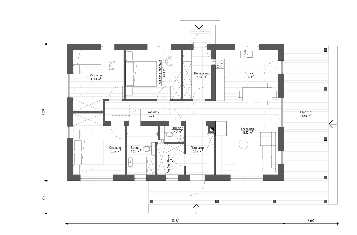 Планировочное решение 108 м²