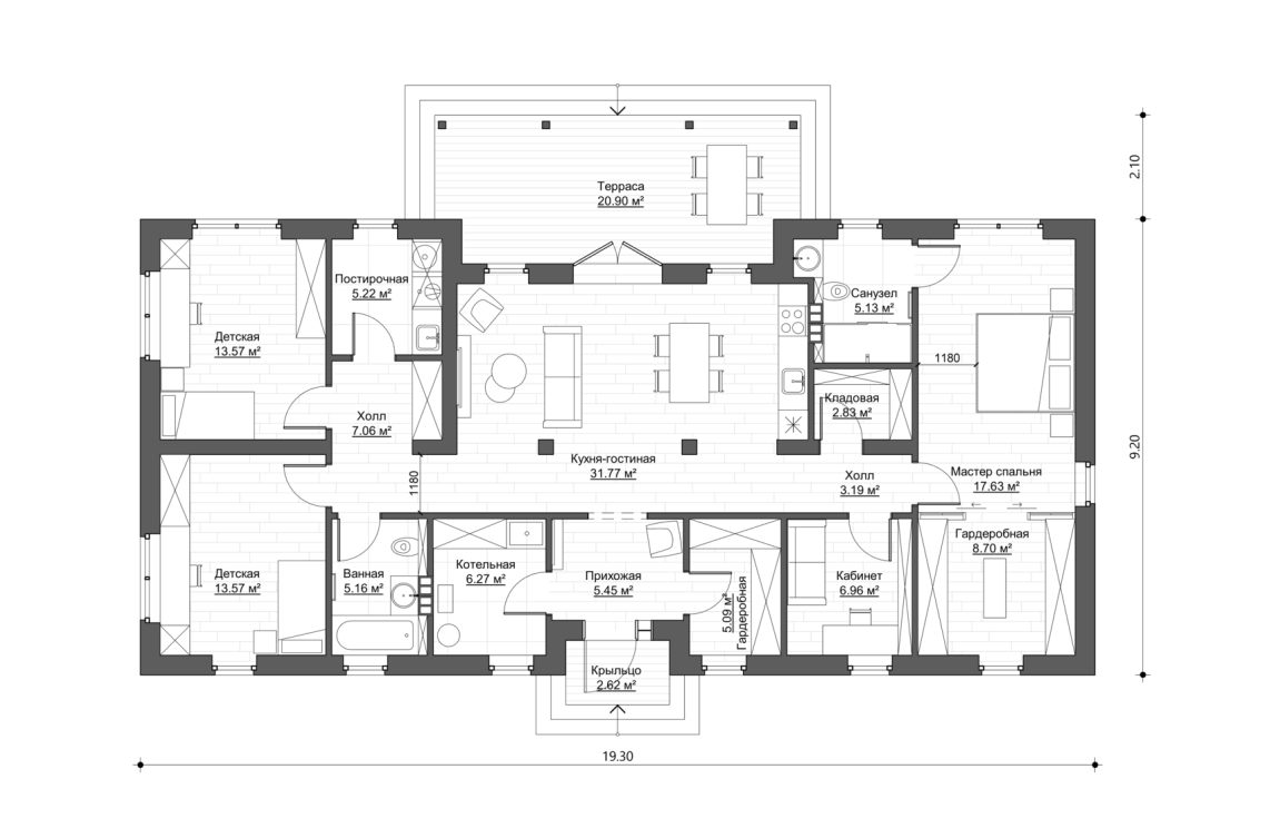 Планировочное решение 137 м²