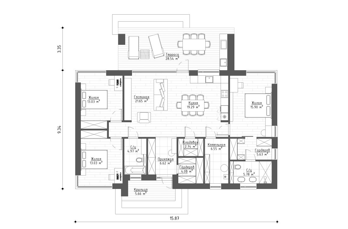 Планировочное решение 119 м²