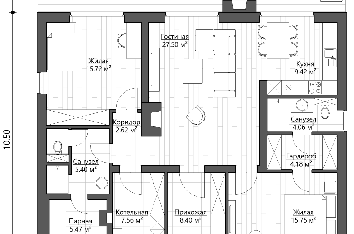 Планировочное решение 106 м²