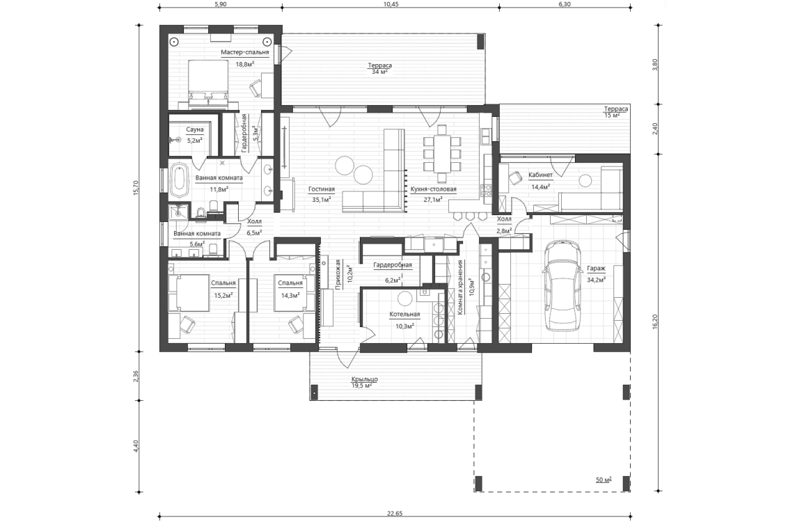 Планировочное решение 234 м²