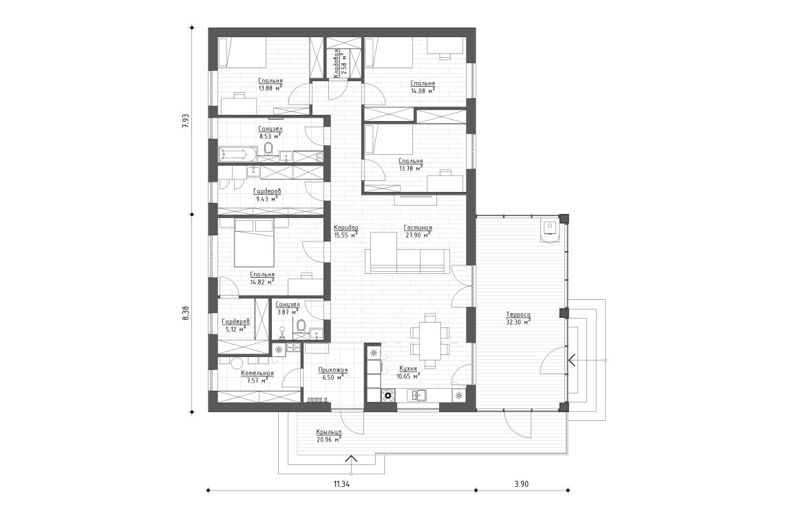 Клиентское решение 1 - 154 м²