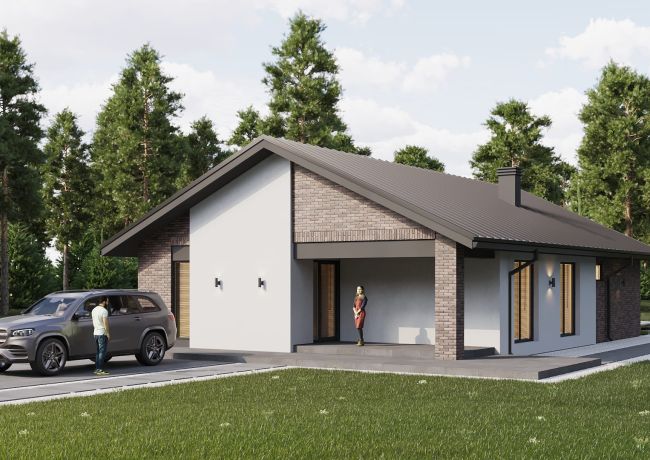 Кварцит с двускатной кровлей 107 м²