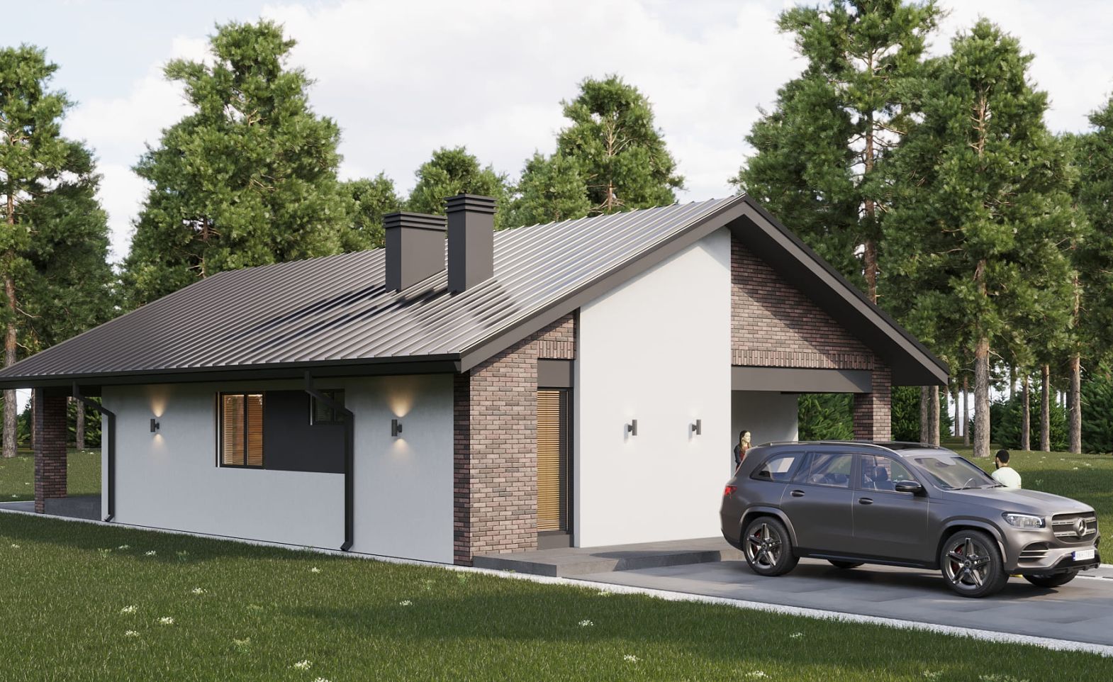 Кварцит с двускатной кровлей 112 м²