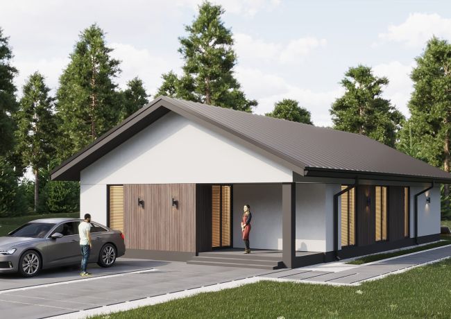 Кварцит с двускатной кровлей 74 м²