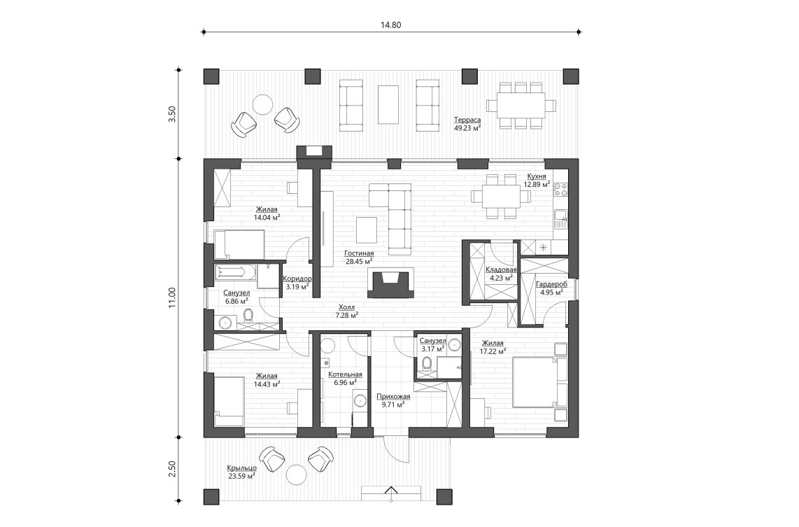 Клиентское решение 3 - 133 м²