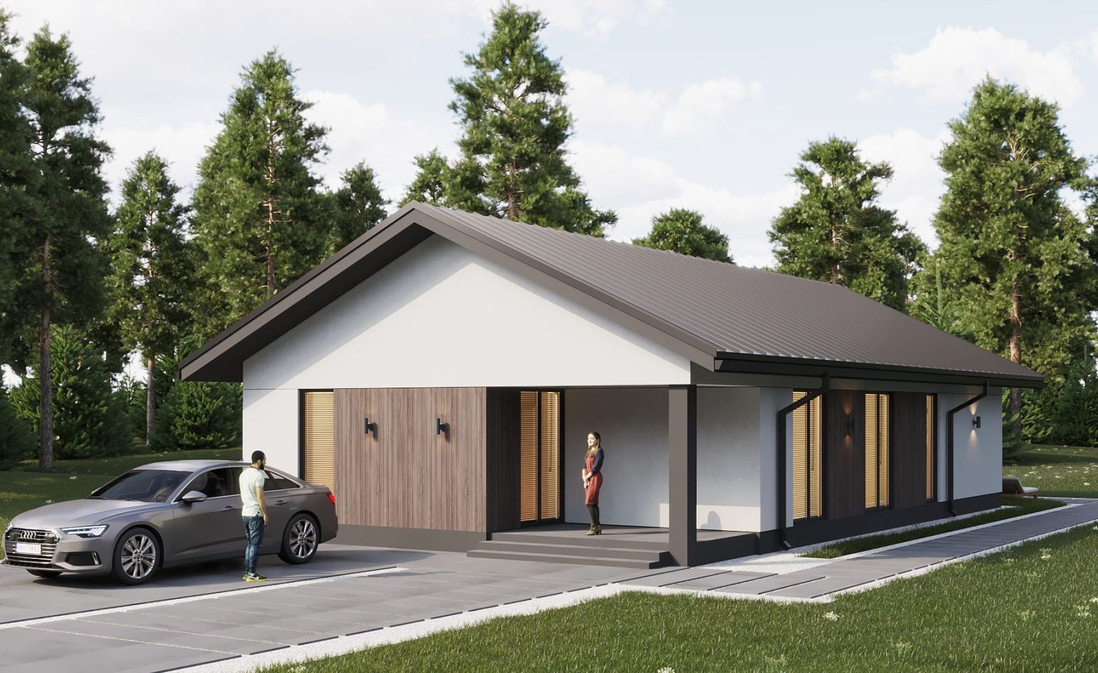 Кварцит с двускатной кровлей 96 м²