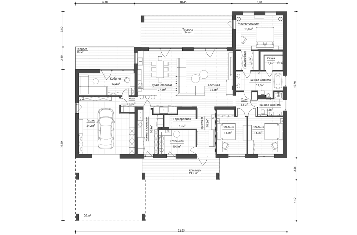 Планировочное решение 234 м²