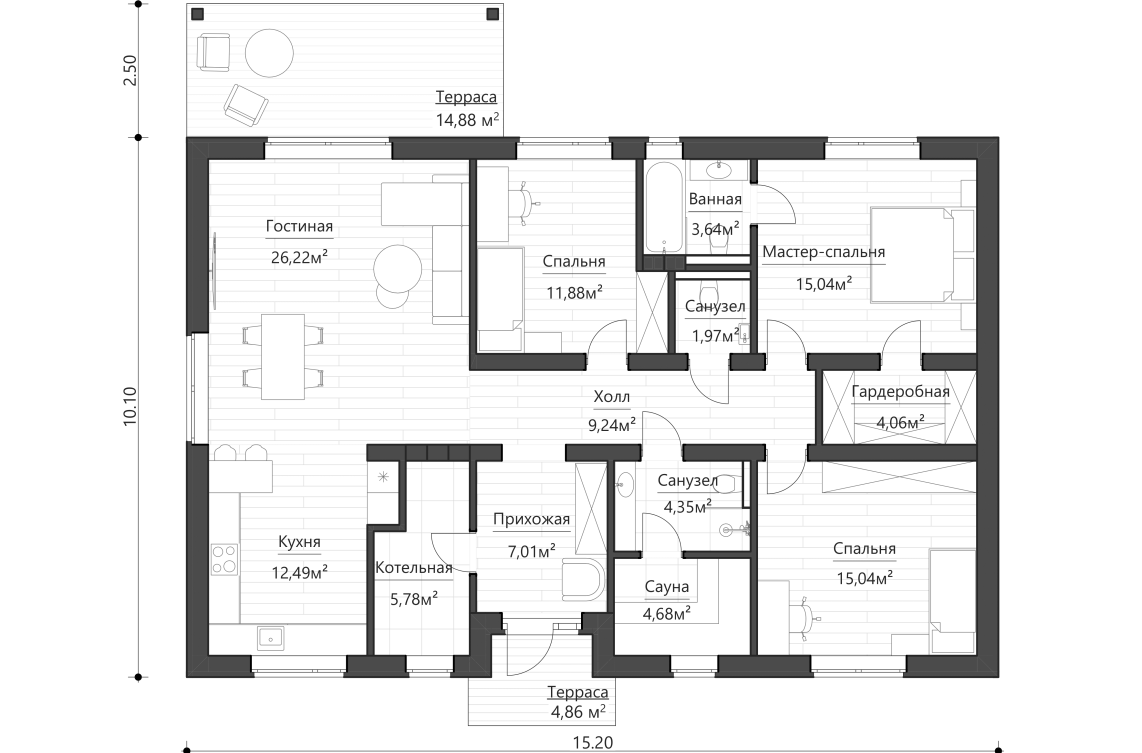 Планировочное решение 120 м²