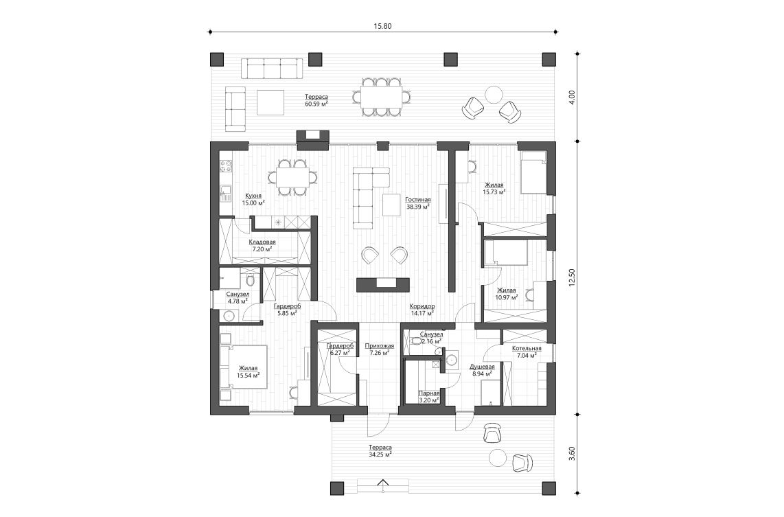 Планировочное решение 163 м²