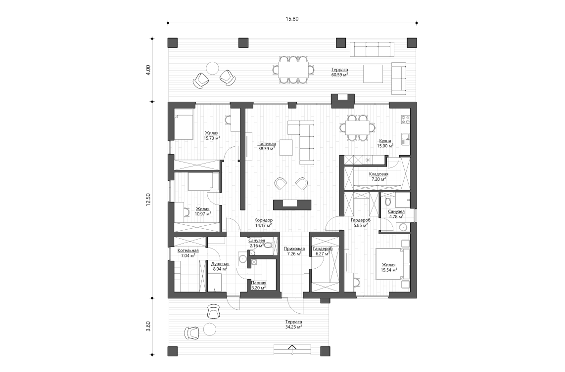 Планировочное решение 163 м²