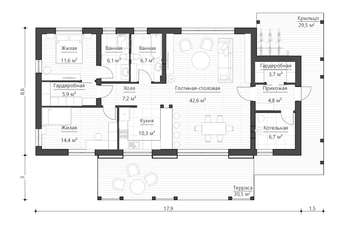 Планировочное решение 120 м²