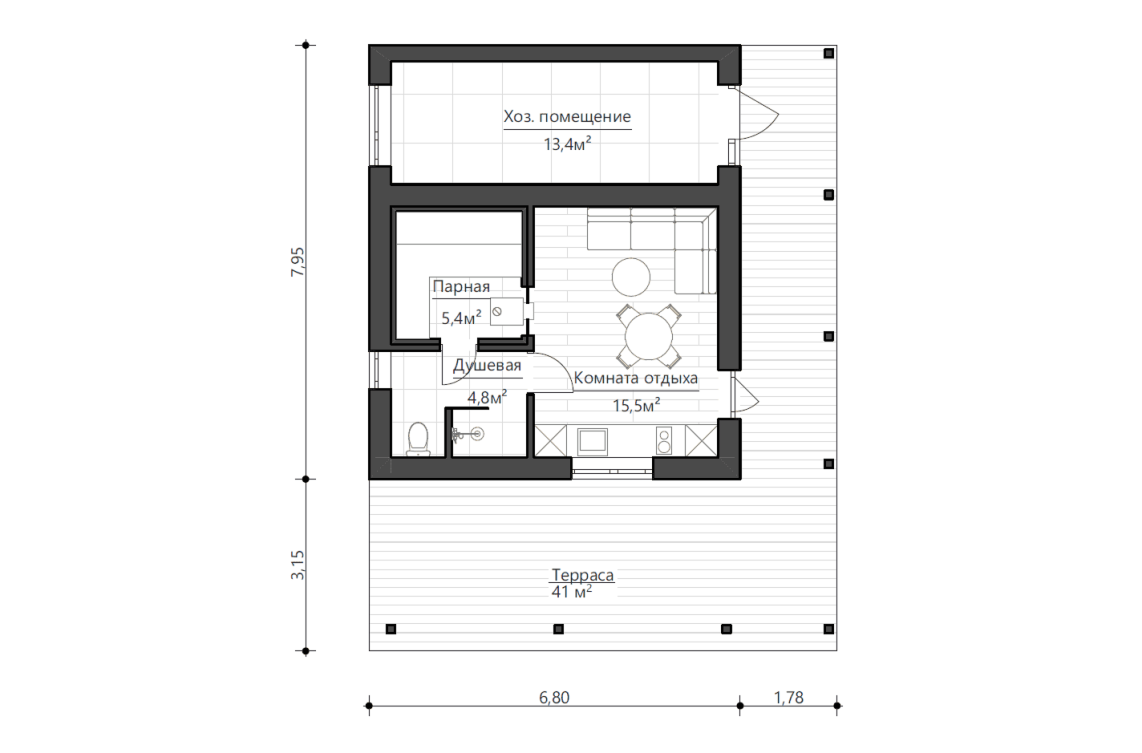 Планировочное решение 26 м²