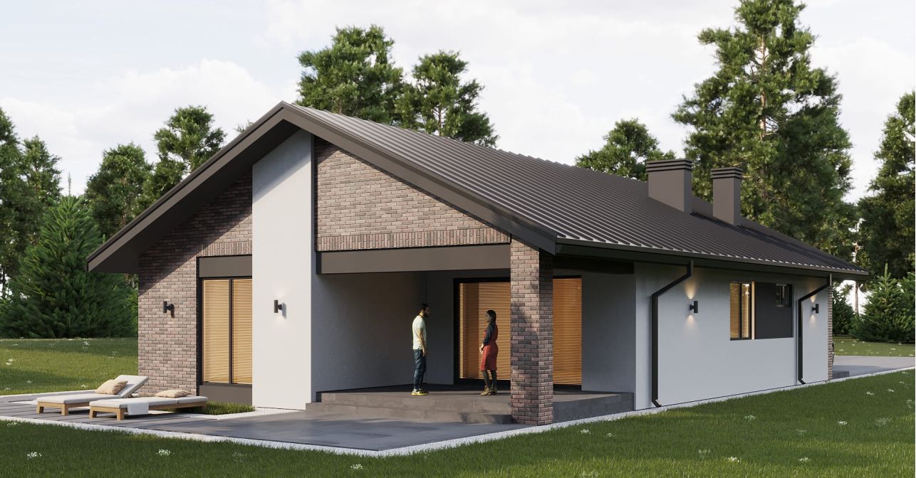 Кварцит с двускатной кровлей 107 м²