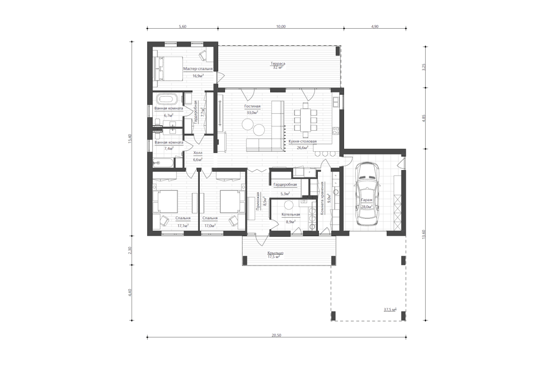 Планировочное решение 199 м²