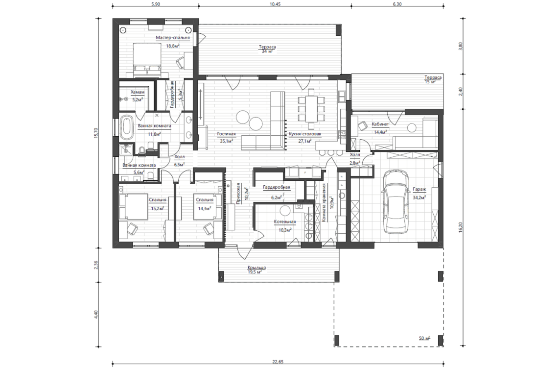 Планировочное решение 235 м²