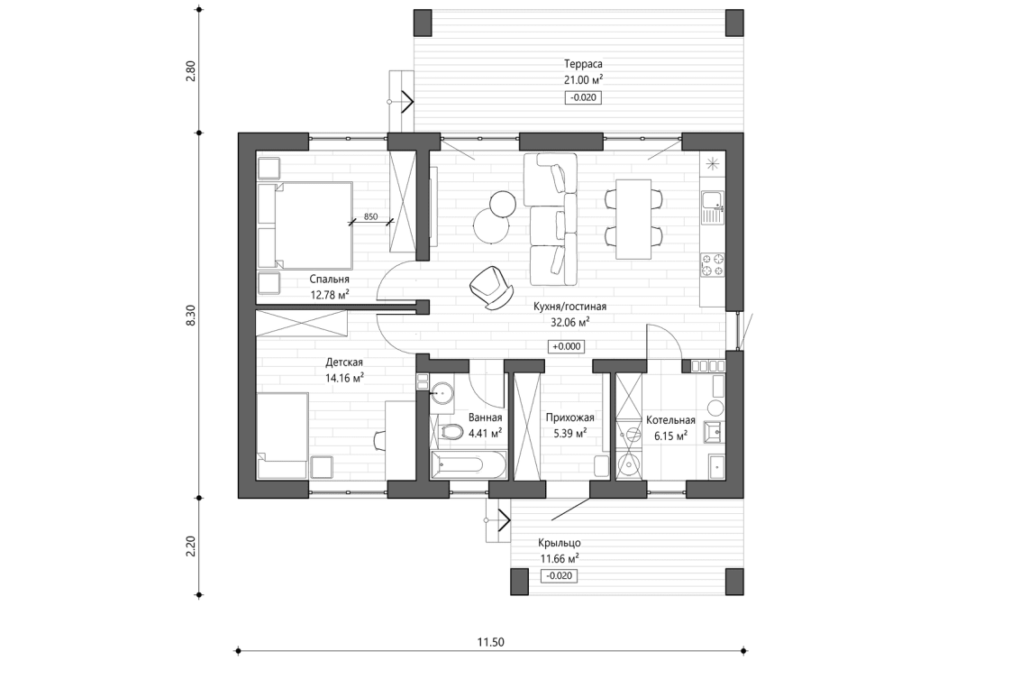 Планировочное решение 95 м²