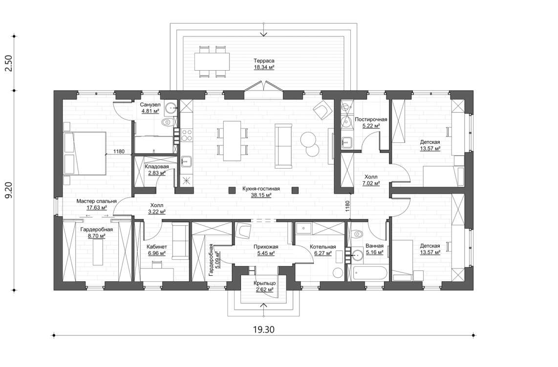 Планировочное решение 140 м²