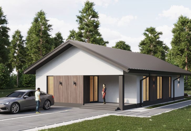 Кварцит с двускатной кровлей 96 м²