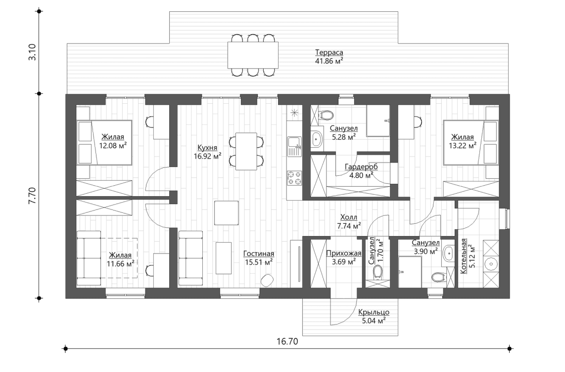 Планировочное решение 102 м²