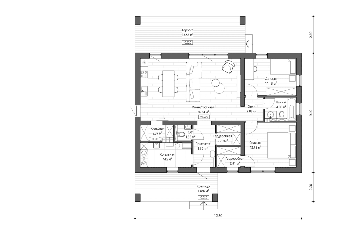 Планировочное решение 119 м²