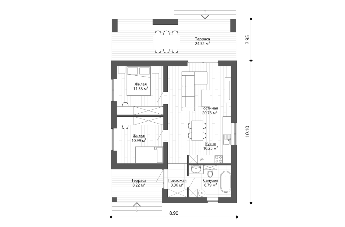 Планировочное решение 64 м²