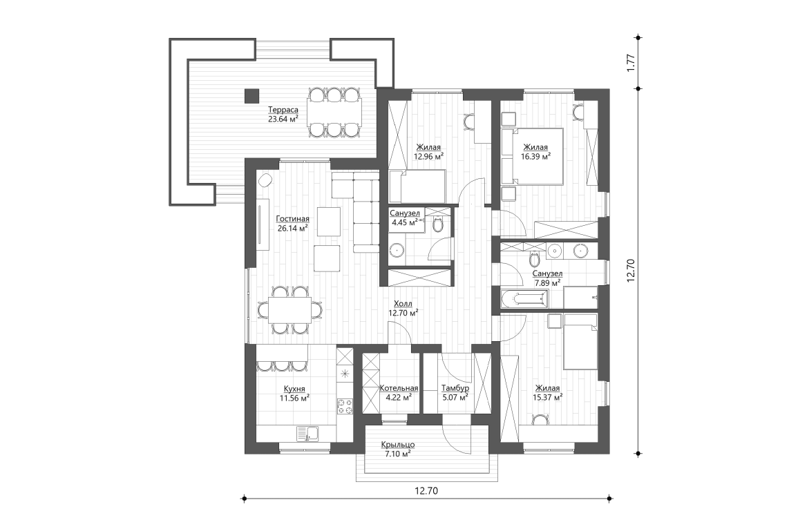 Планировочное решение 120 м²