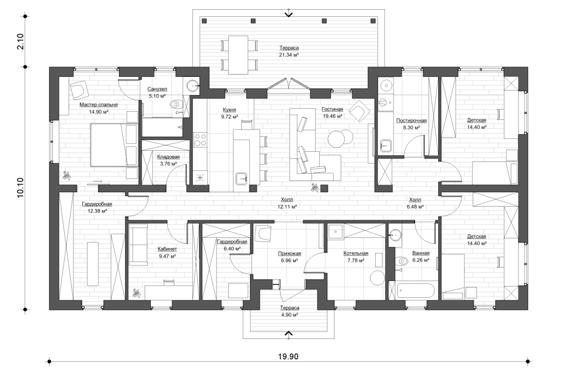 Планировочное решение 160 м²