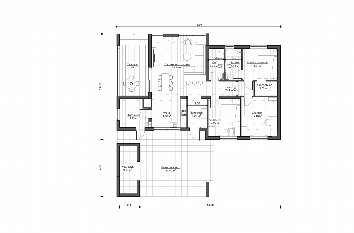 Планировочное решение 122 м²