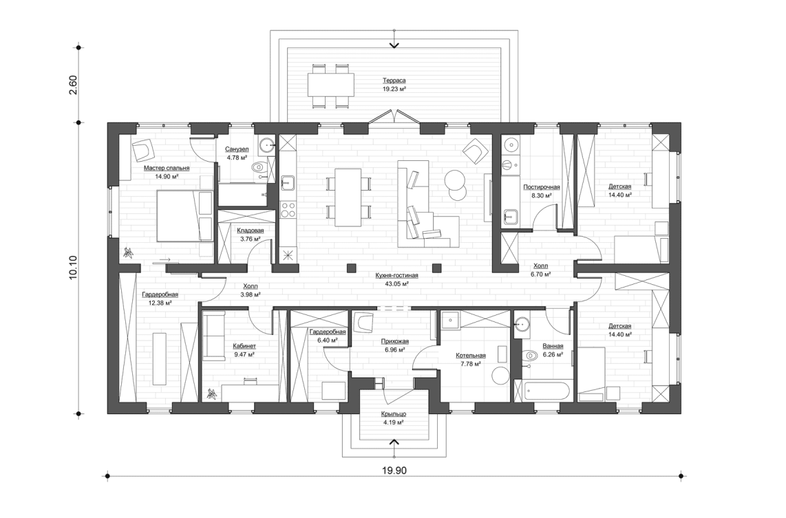 Планировочное решение 160 м²