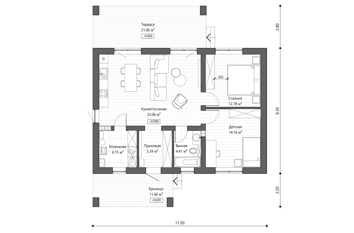 Планировочное решение 95 м²