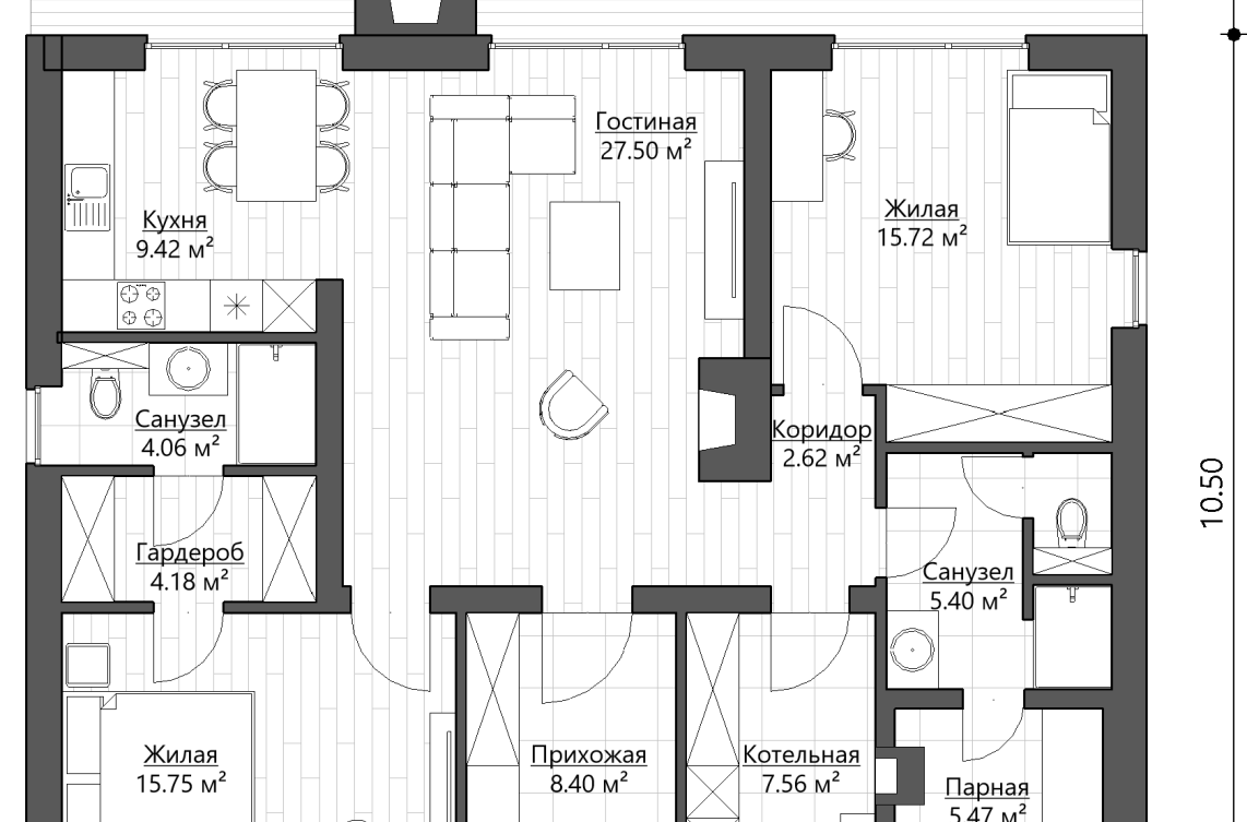 Планировочное решение 106 м²