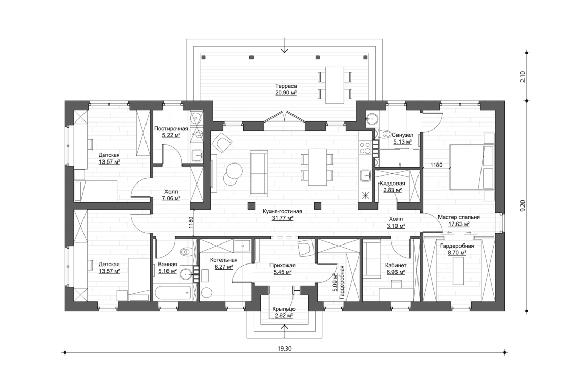 Планировочное решение 140 м²