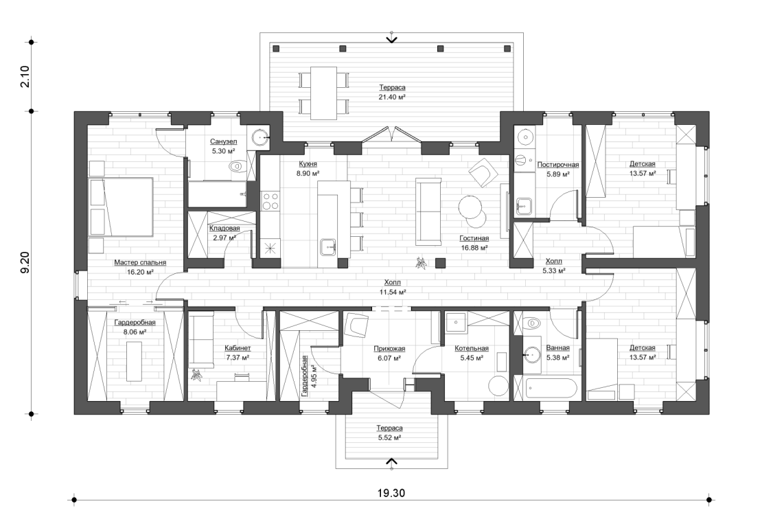 Планировочное решение 140 м²