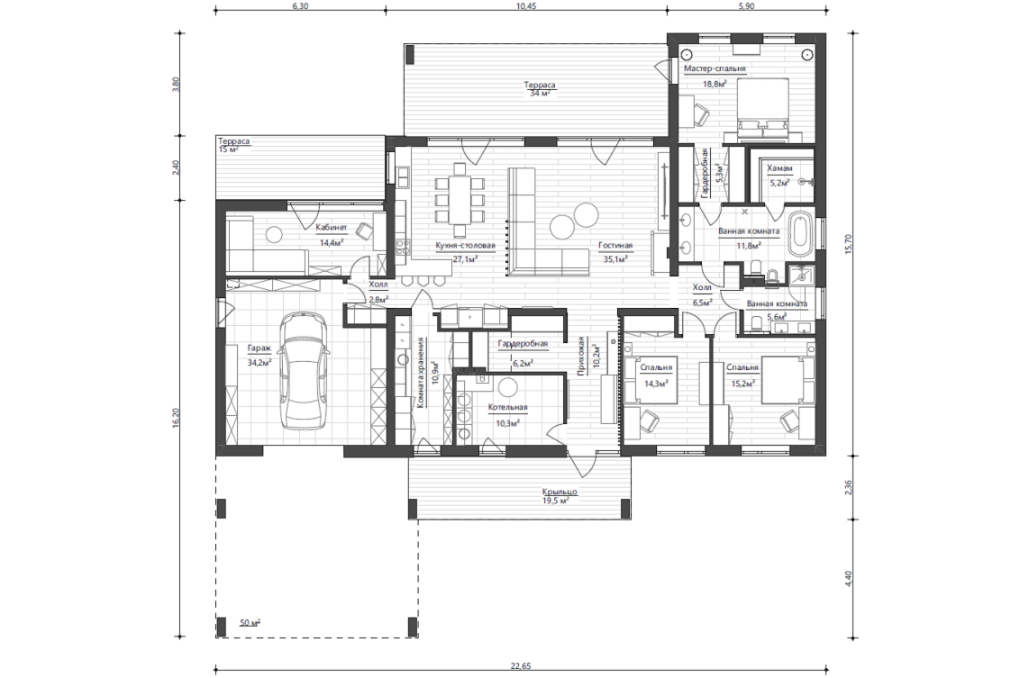 Планировочное решение 235 м²