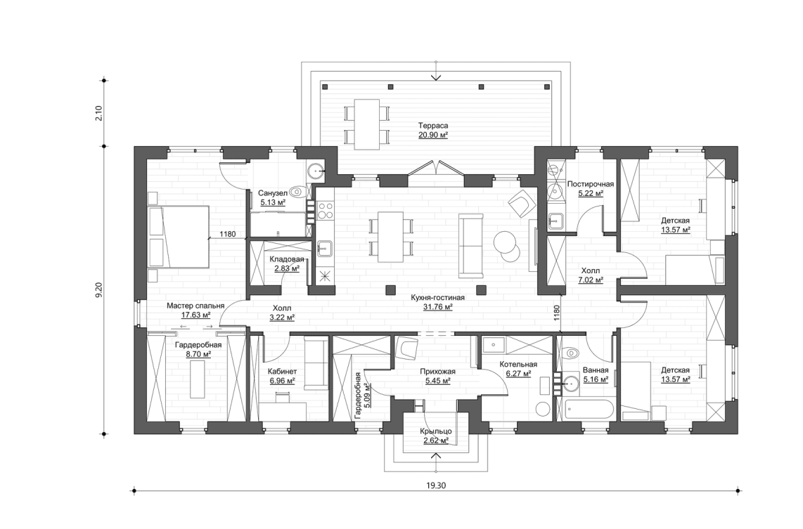 Планировочное решение 140 м²