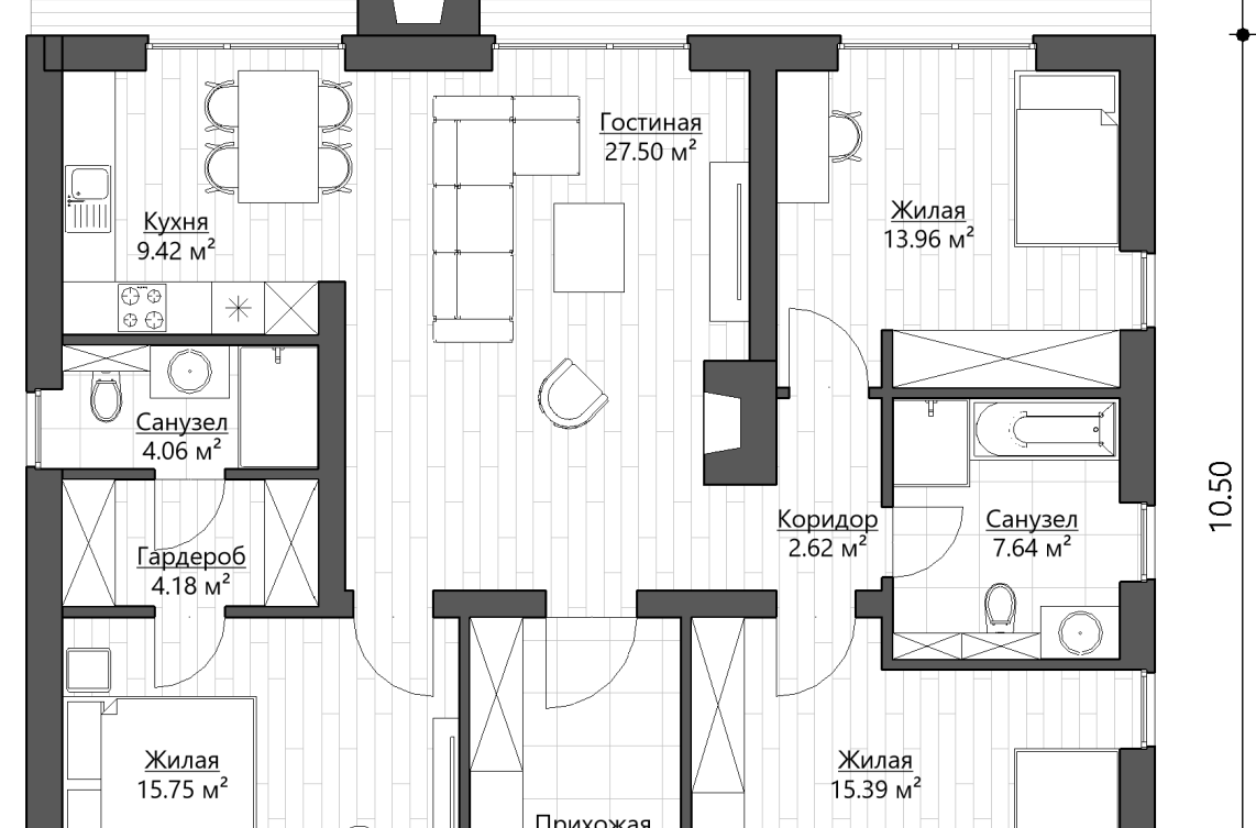 Планировочное решение 110 м²