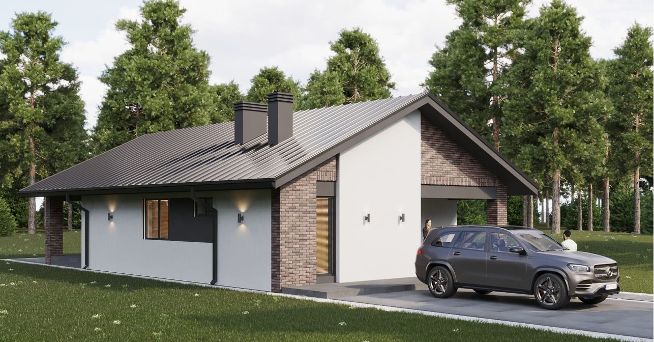 Кварцит с двускатной кровлей 107 м²