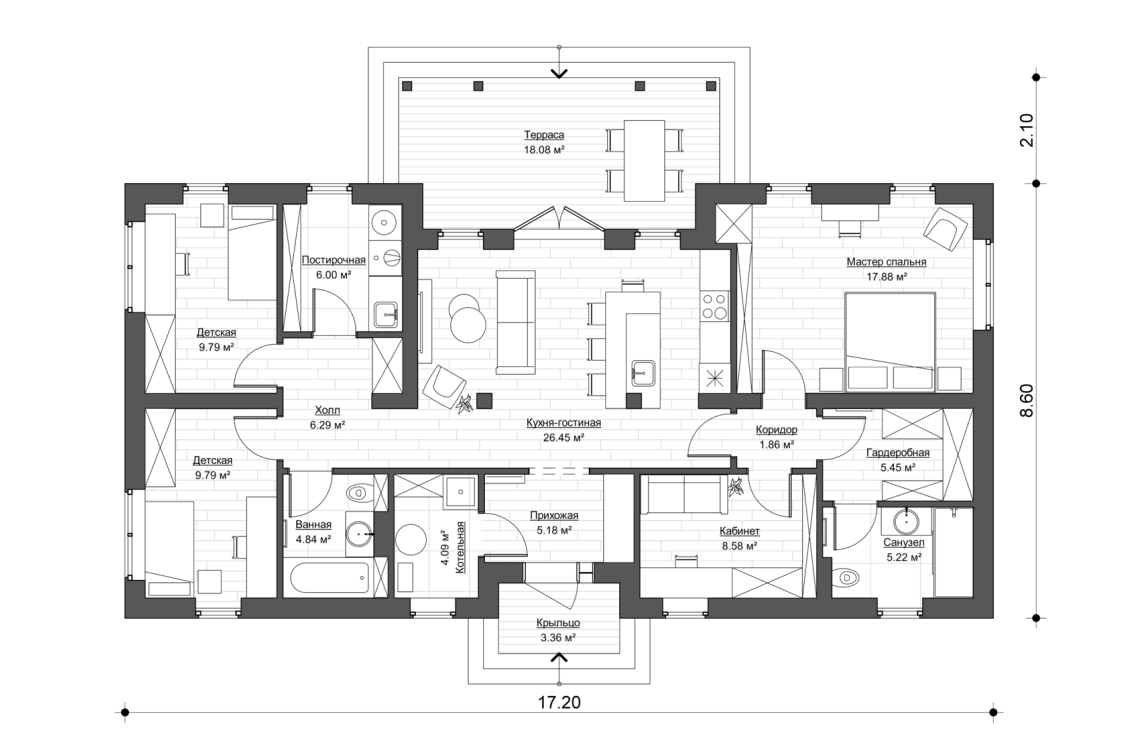 Зеркальное решение 110 м²