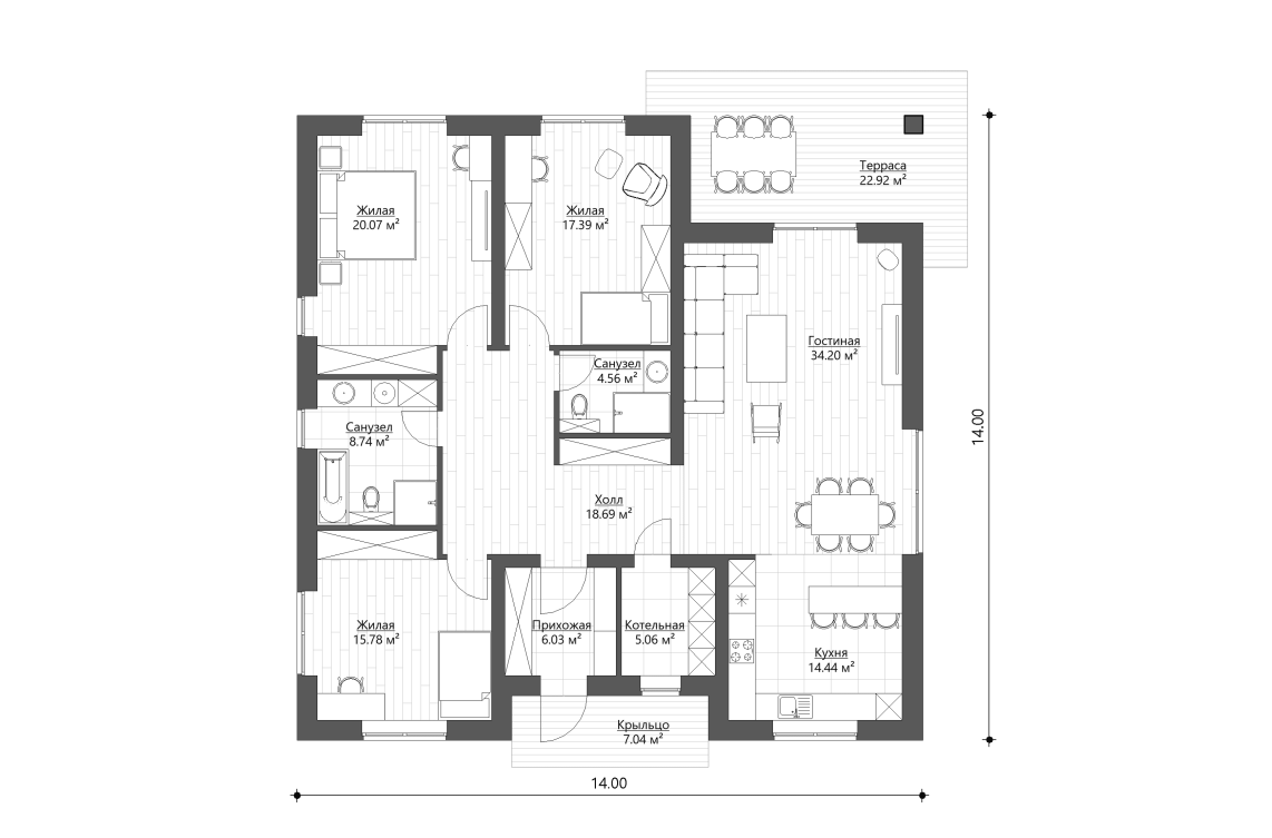 Планировочное решение 140 м²