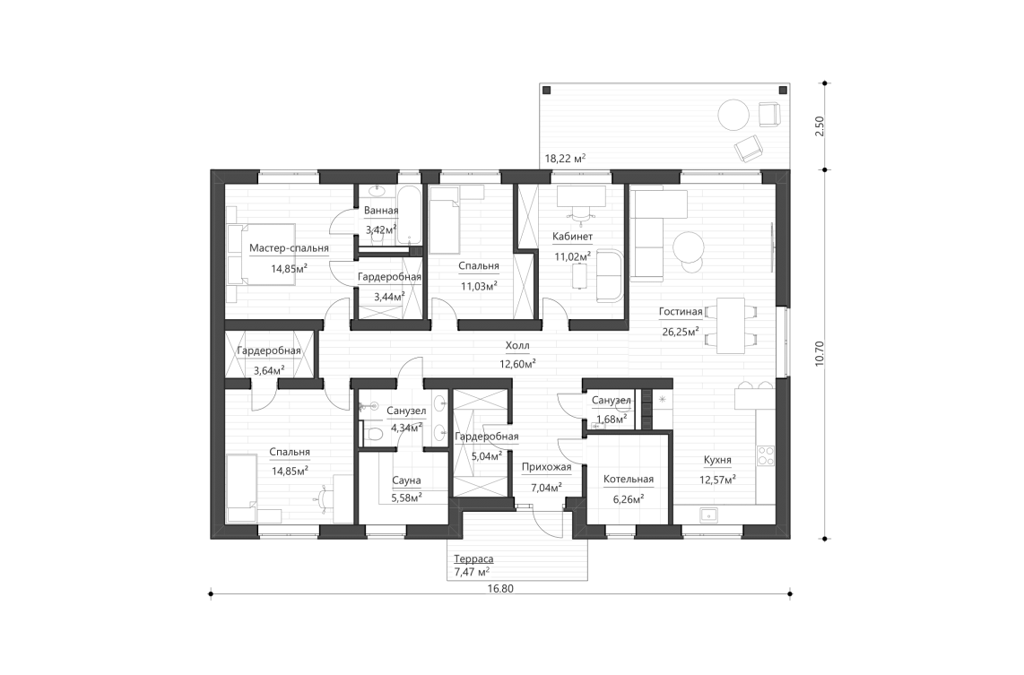 Планировочное решение 100 м²