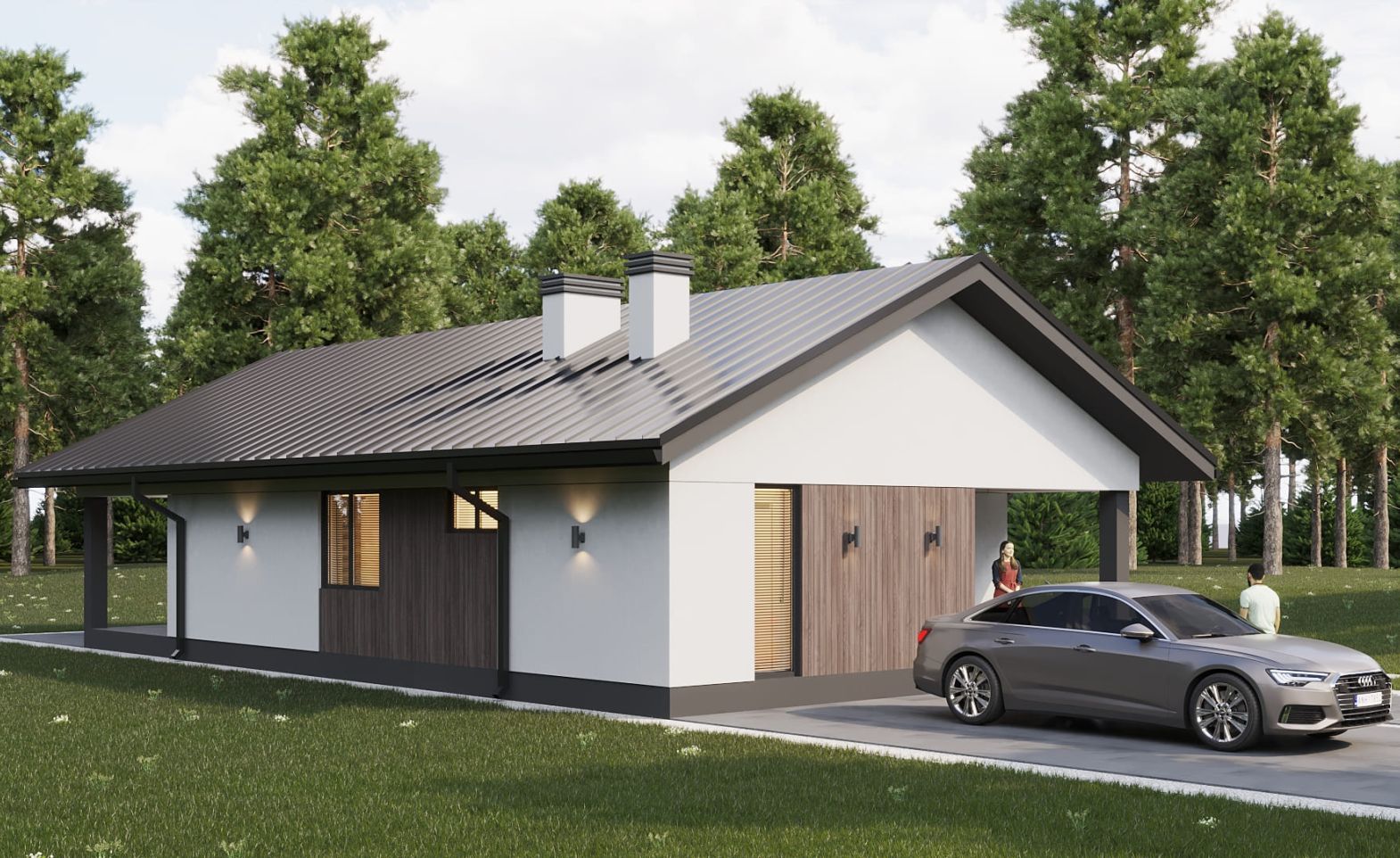 Кварцит с двускатной кровлей 96 м²