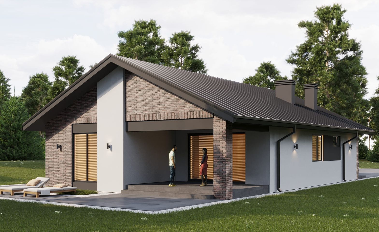 Кварцит с двускатной кровлей 112 м²