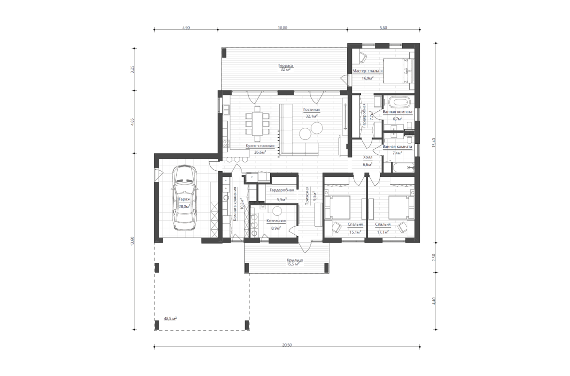 Планировочное решение 199 м²