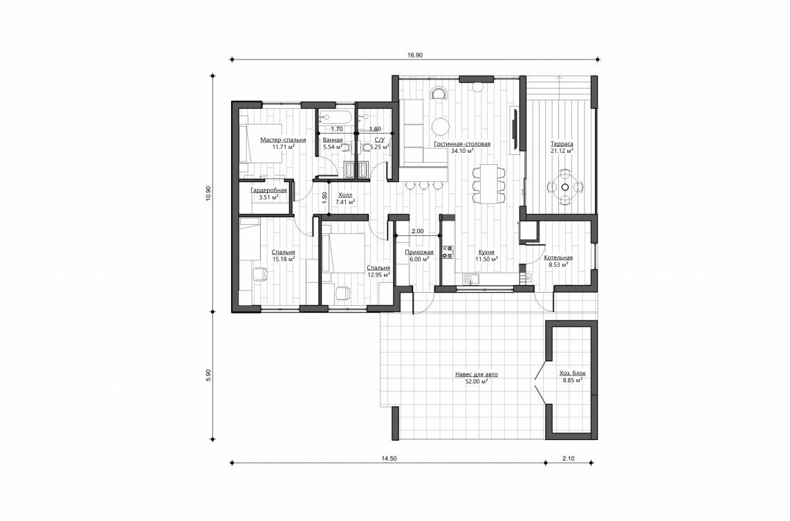 Планировочное решение 122 м²