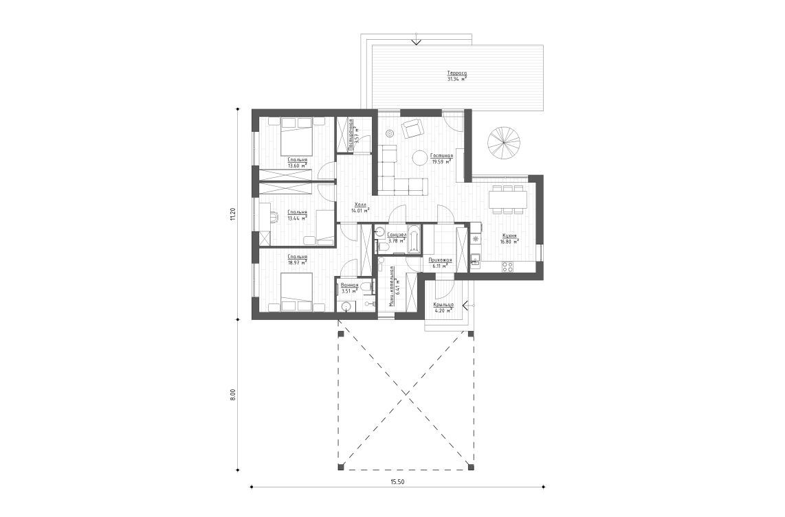 Планировочное решение 120 м²