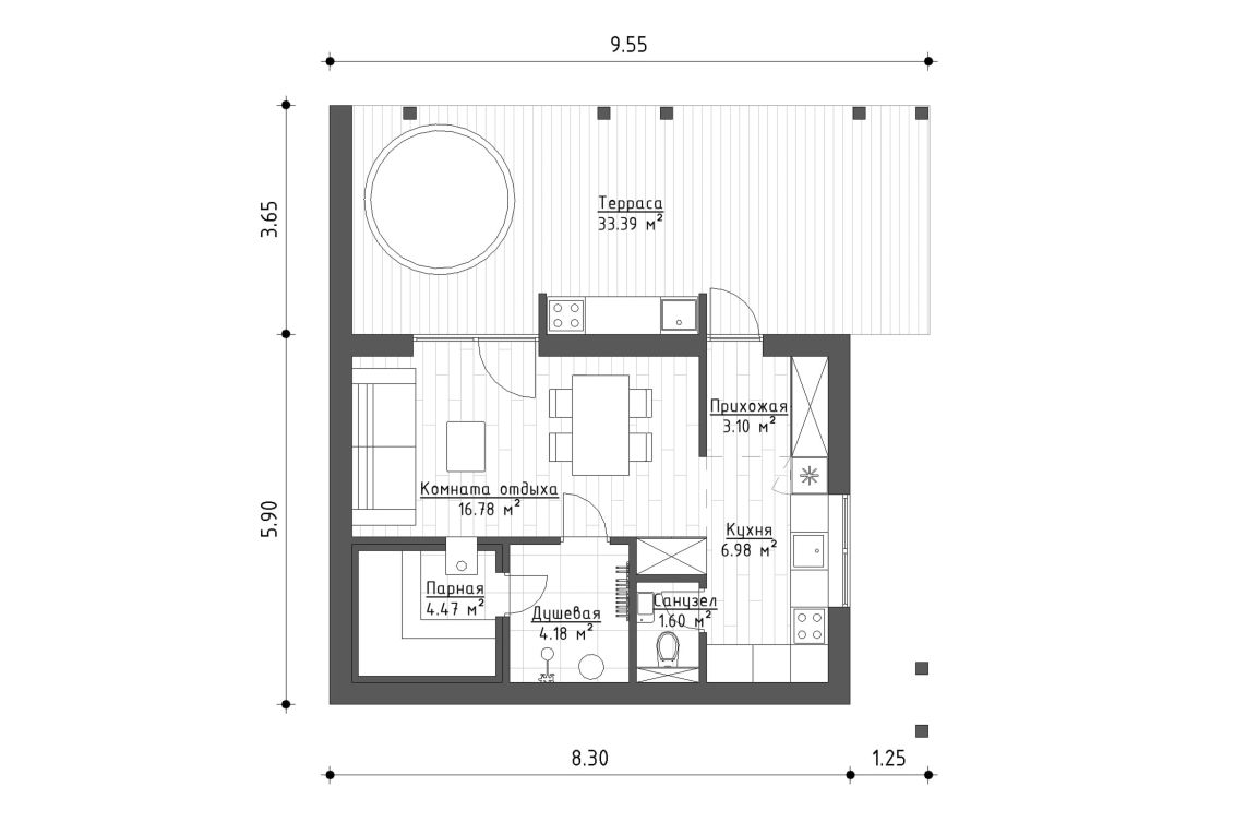 Планировочное решение 37 м²