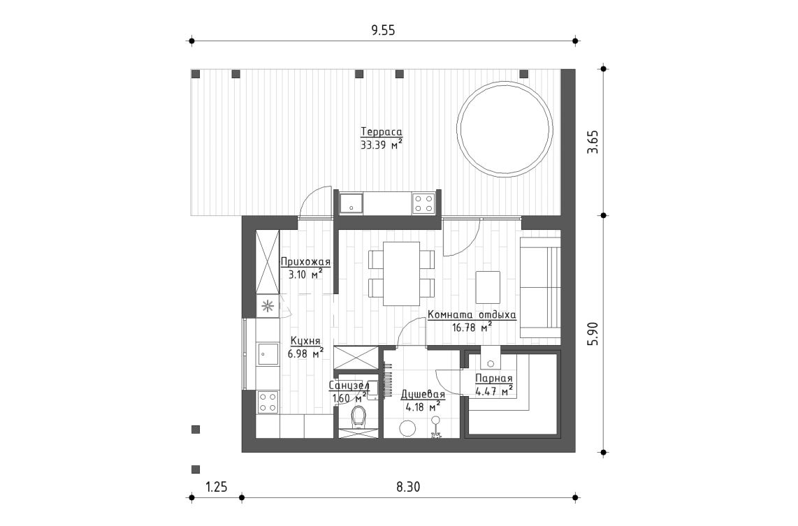 Планировочное решение 37 м²