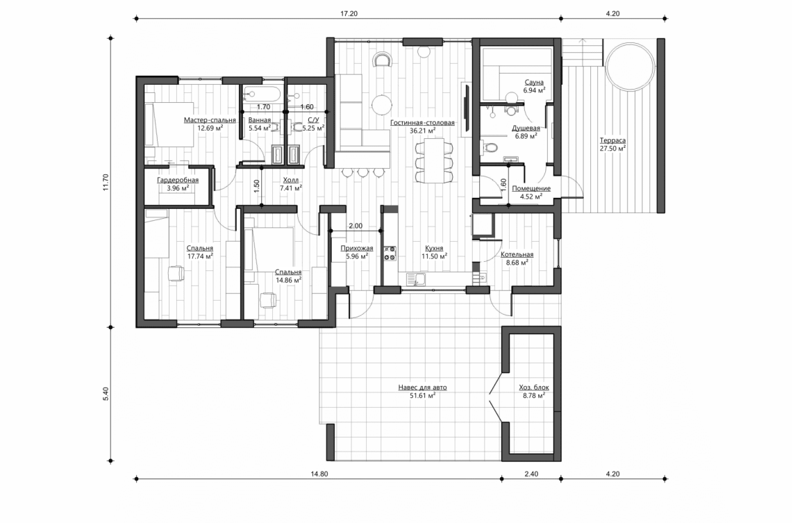 Планировочное решение 150 м²