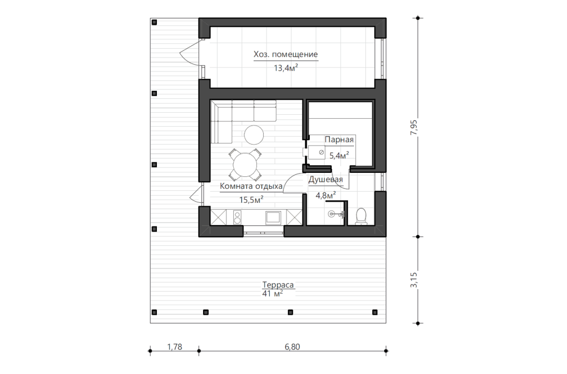Планировочное решение 26 м²